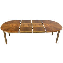 Mid Century Modern Burl Wood  Dining Table w/ Two Leaves