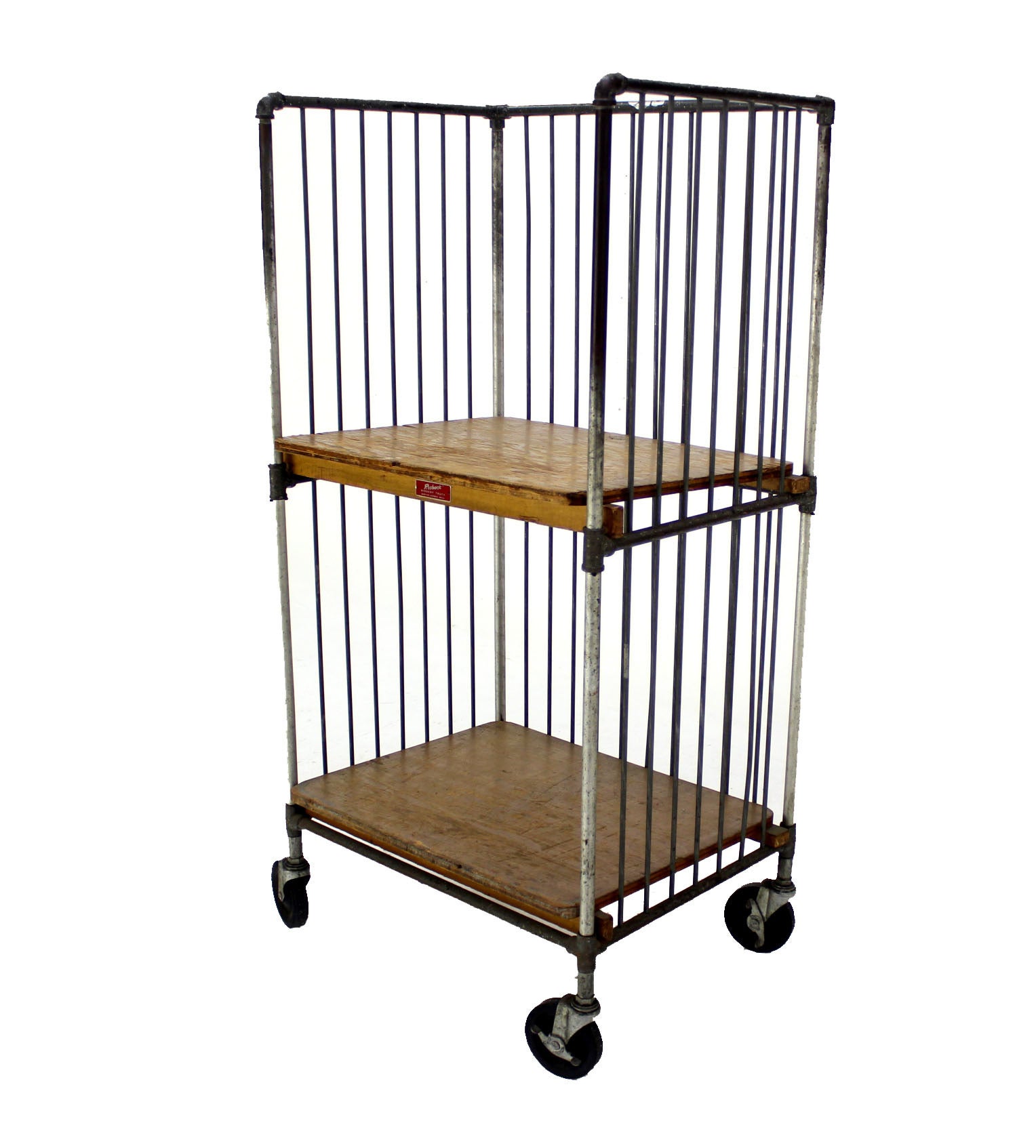 Heavy Industrial Mid-Century Modern Cart Rack with Storage Shelves