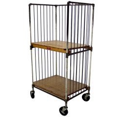 Heavy Industrial Mid-Century Modern Cart Rack with Storage Shelves