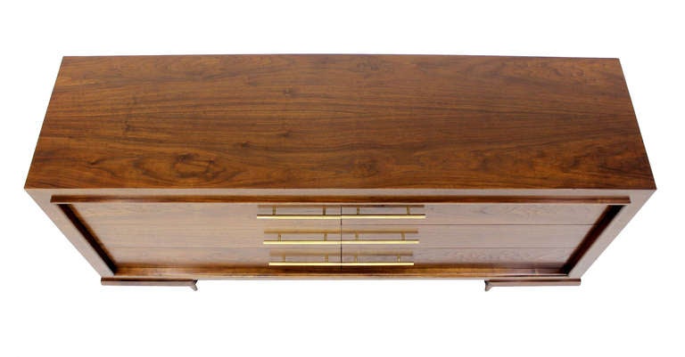American Art Deco Walnut Dresser With Solid Brass Pulls Mid Century Modern