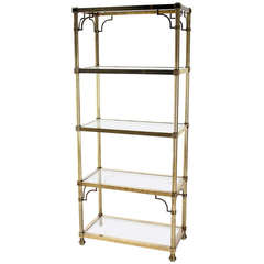 Midcentury Brass Finish Maison Jansen Style, Five-Shelf Etagere