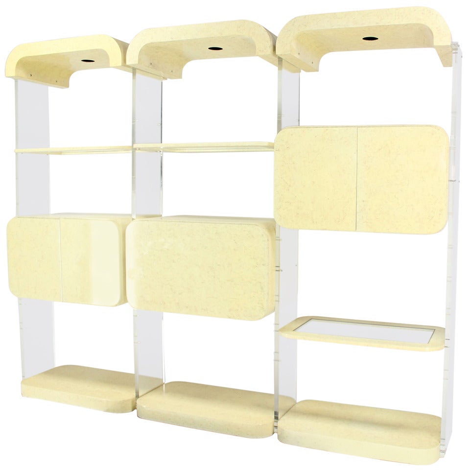 Pace Collection 3 Bay Lucite Wall Unit Shelving