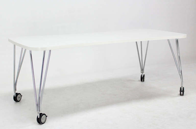 White laminate vintage Kartel Max medium size dining conference table.