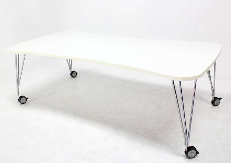 Large White Kartel Max Dining or Conference Table on Wheels
