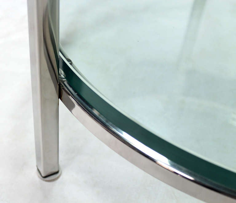 High quality mid century modern chrome and glass center table side table.