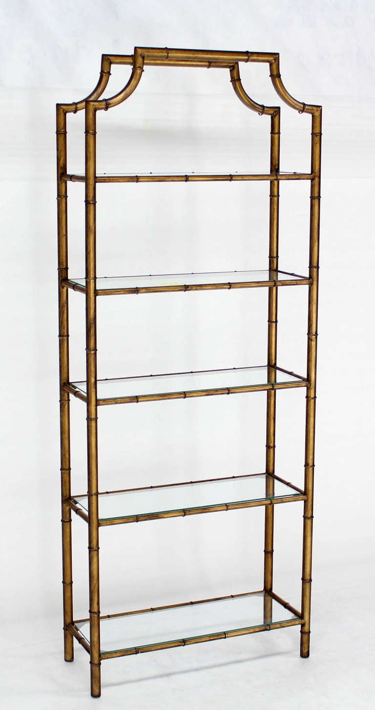 Mid Century Modern Five Tier Faux Bamboo Etagere Shelving Unit In Excellent Condition In Rockaway, NJ