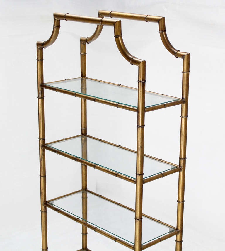 Mid-Century Modern Mid Century Modern Five Tier Faux Bamboo Etagere Shelving Unit