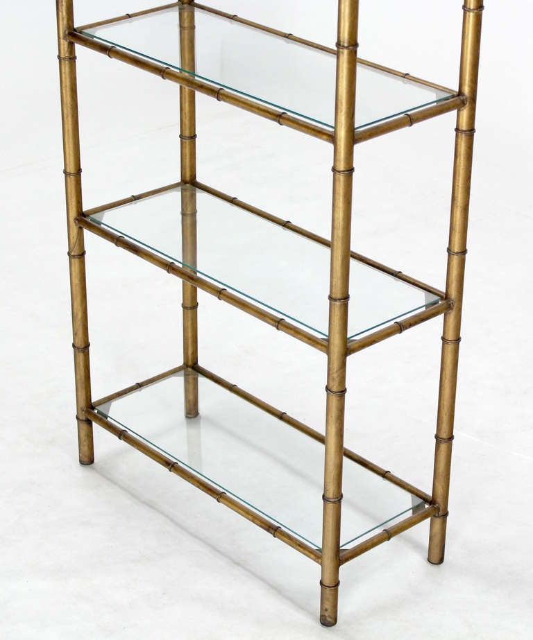 American Mid Century Modern Five Tier Faux Bamboo Etagere Shelving Unit