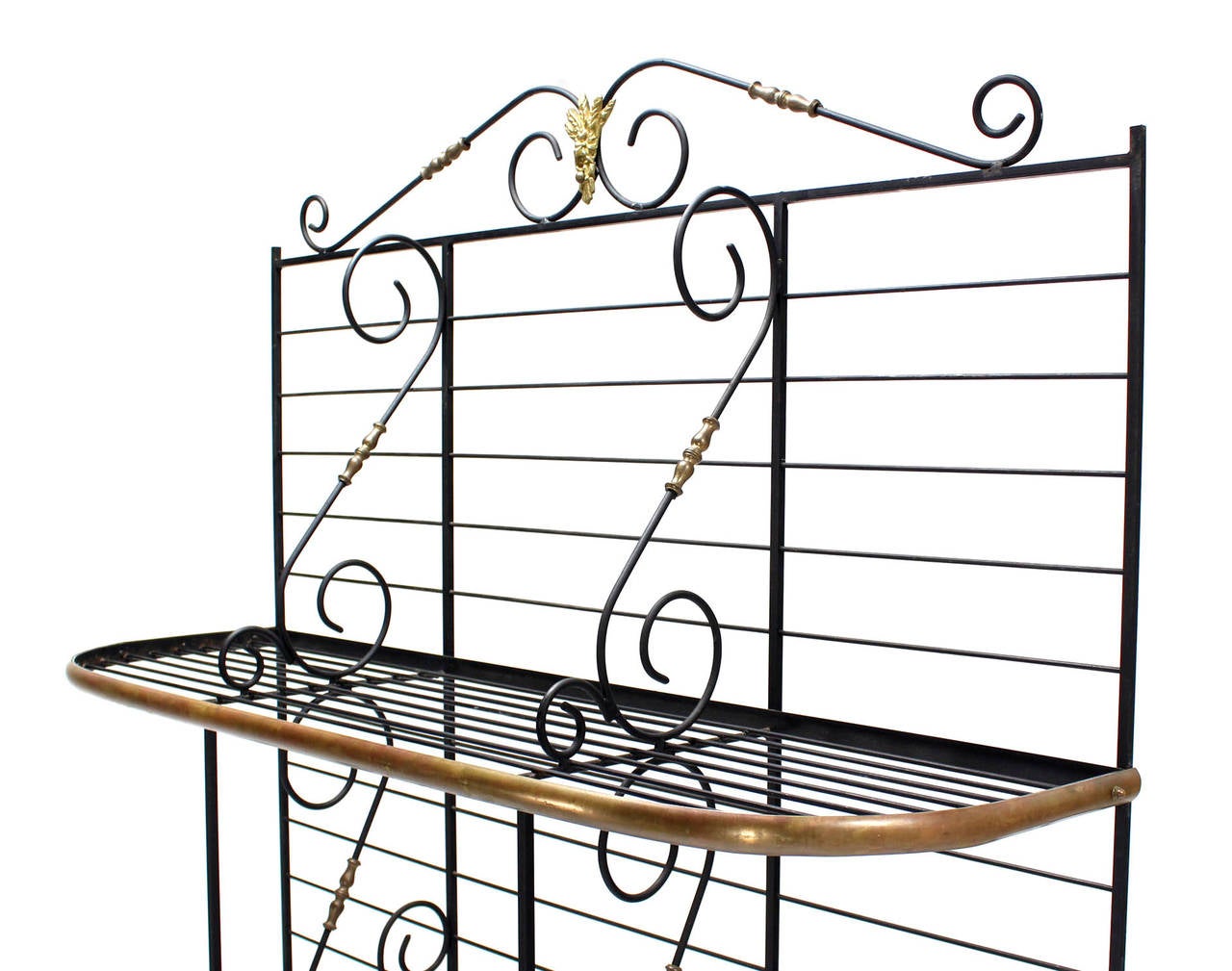 Metal Scrolls Brass Trim Design Large Extra Wide Baker's Rack at