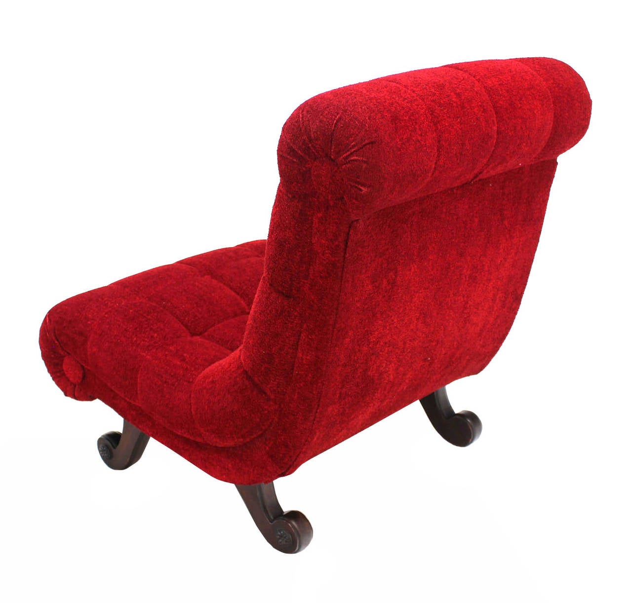 Hollywood Regency Scoop Shape Lounge Chair Foot Stool Red Upholstery HOT In Excellent Condition In Rockaway, NJ