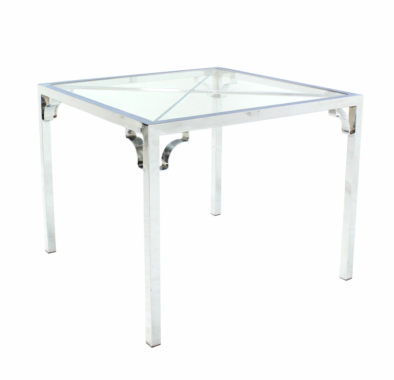 Chrome GlassTop Game Table with Four Chairs Set at 1stDibs