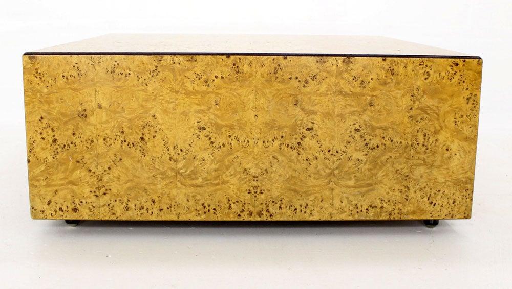 American Milo Baughman Mid-Century Modern Burl Wood Square Coffee Table