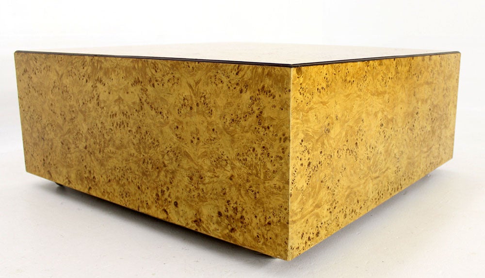 Milo Baughman Mid-Century Modern Burl Wood Square Coffee Table 2
