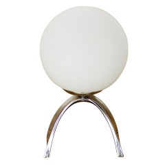 Laurel Mid Century Modern White Glass Globe Shade Table Lamp