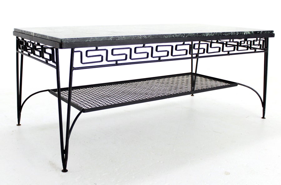 Salterini Marble Wrought Iron Base Coffee Table, MidCentury at 1stdibs
