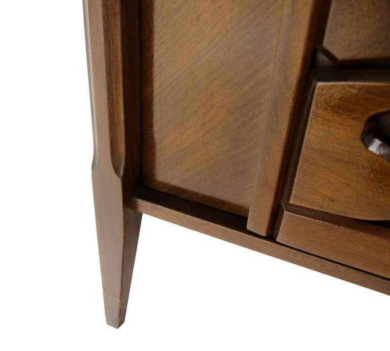 Mid-Century Modern Mid Century Modern Sculptural Front Walnut Dresser