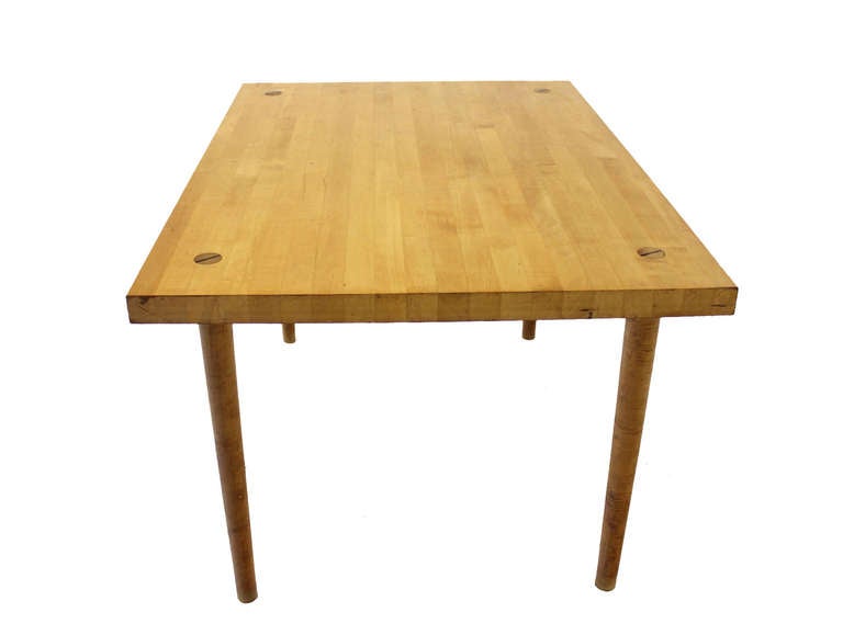20th Century Modern Industrial Thick Butcher Block-Top Work Table