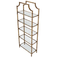 Mid Century Modern Five Tier Faux Bamboo Etagere Shelving Unit
