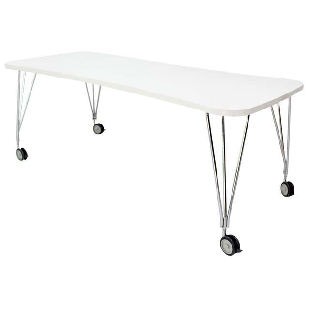 Extra Long Chrome Tubular Design Dining or Conference Table w/ Mirrored ...