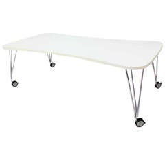 Large White Kartel Max Dining or Conference Table on Wheels