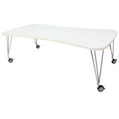 Large White Kartel Max Dining or Conference Table on Wheels