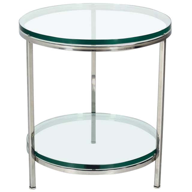 Round Chrome Two Tier Glass Top Mid Century Modern End Center Table at ...