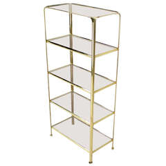 Mid Century Modern Five Tier Brass and Smoked Glass Etagere Shelving Unit 8