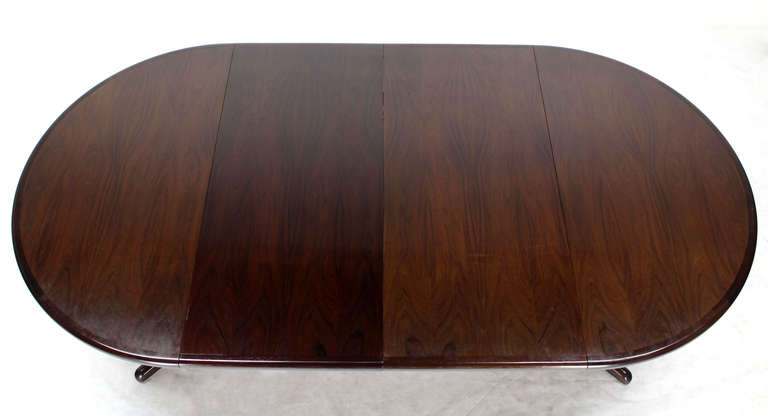20th Century Danish Mid Century Modern Rosewood Round Dining Table Set with Six Chairs