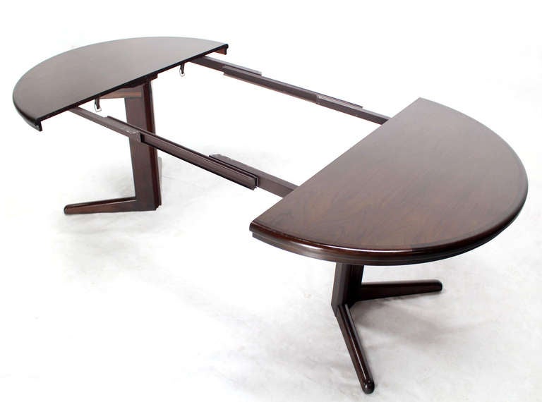Danish Mid Century Modern Rosewood Round Dining Table Set with Six Chairs 2