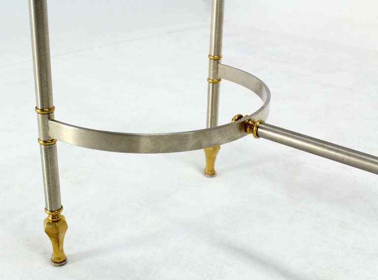 Mid-20th Century Maison Jensen Style Mid-Century Modern Brass Glass and Chrome Console Table
