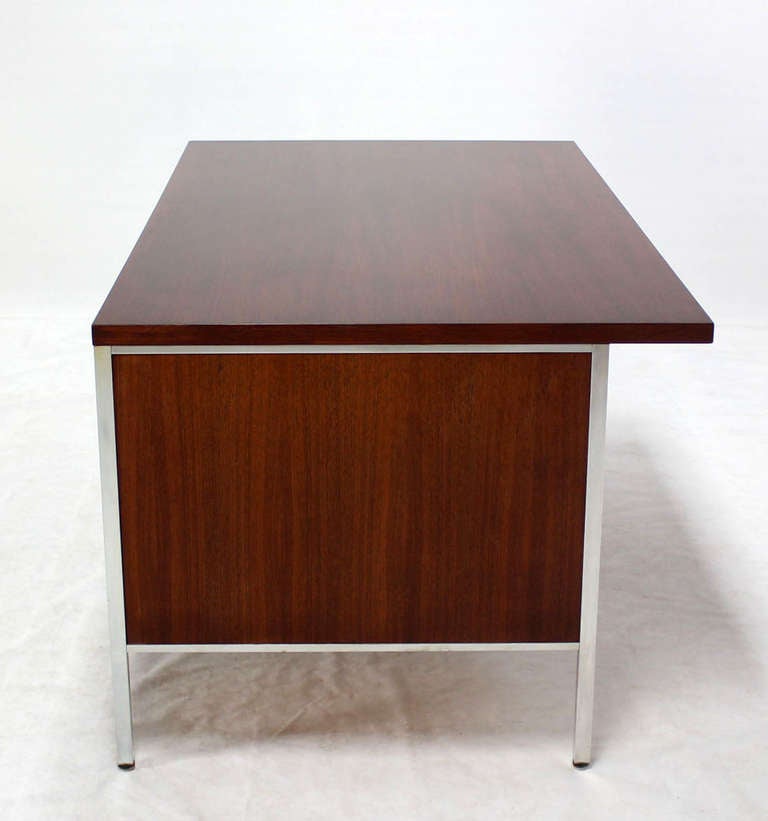 Walnut and Aluminum Mid-Century Modern Large Executive Desk 2