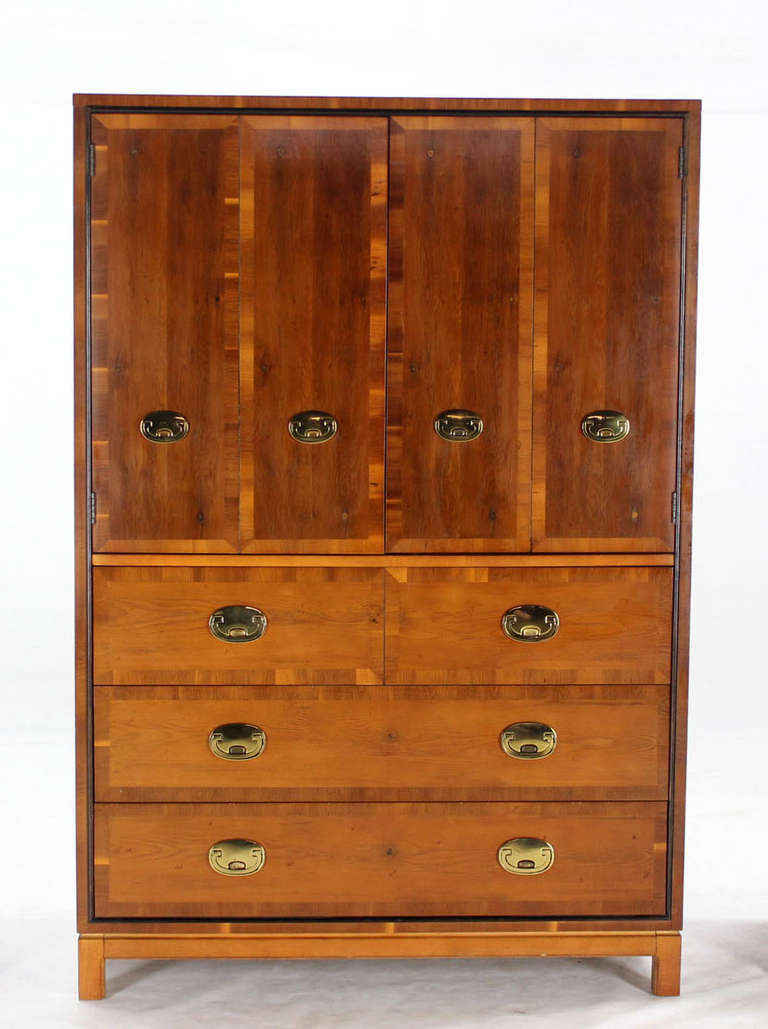 Hickory Banded Mid Century Modern High Gentleman's Chest at 1stDibs