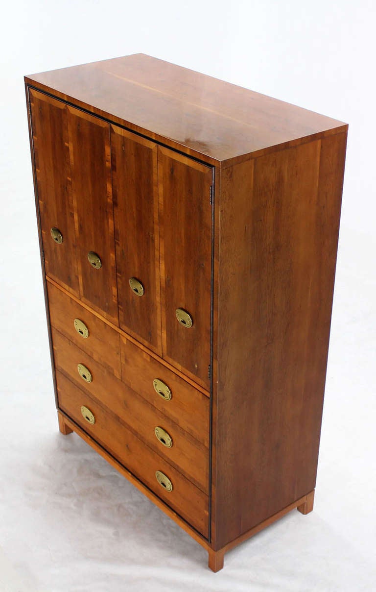 20th Century Hickory Banded Mid Century Modern High Gentleman's Chest