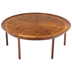 Large Round Six-Leg Walnut Center Coffee Table