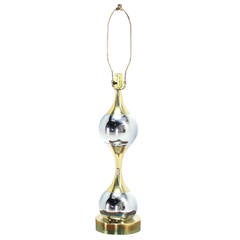 Vintage Chrome Globe and Brass Table Lamp