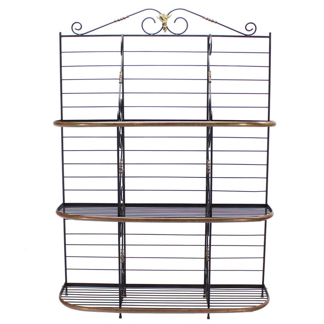 Metal Scrolls Brass Trim Design Large Extra Wide Baker's Rack at