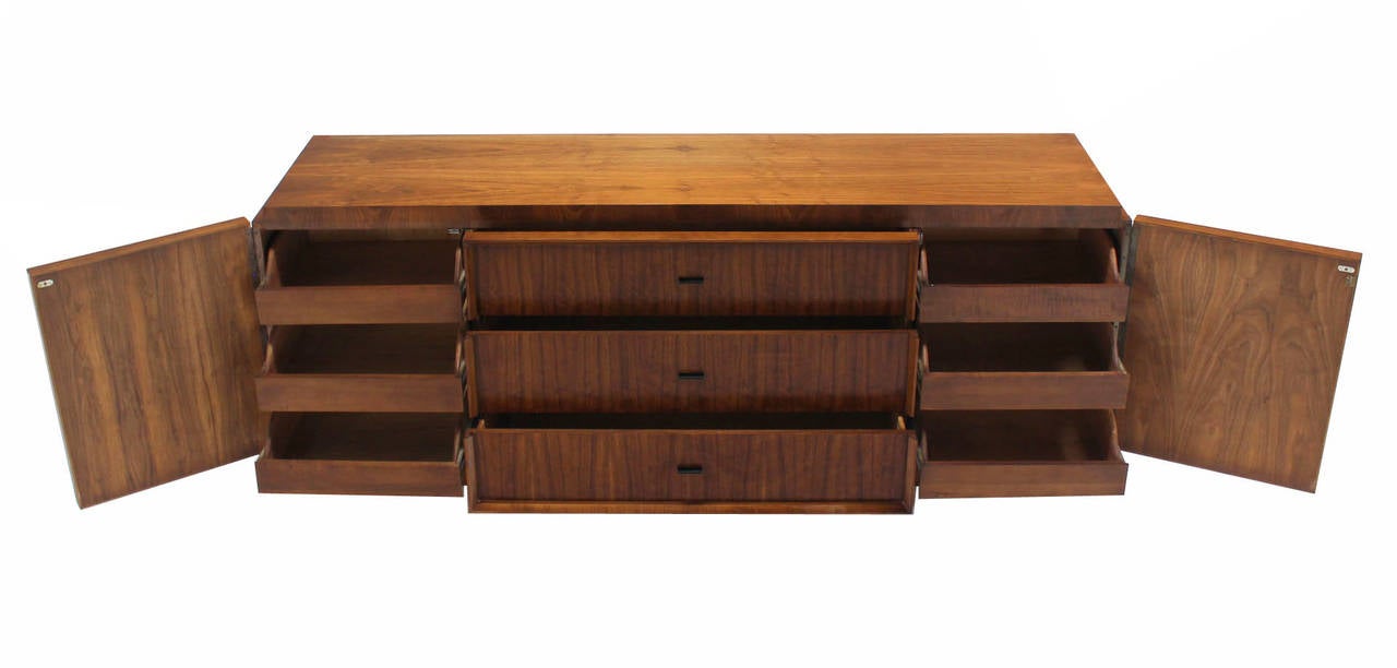 Walnut Credenza with Carved Basket Weave Pattern Doors 1