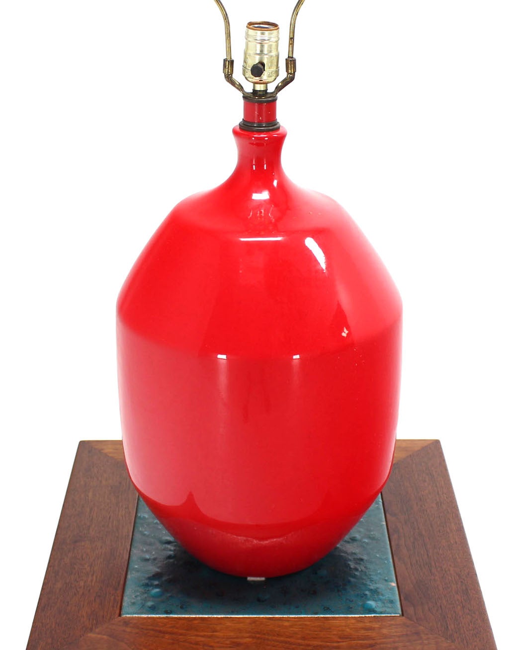 Large Red Pottery Mid-Century Modern Table Lamp 2