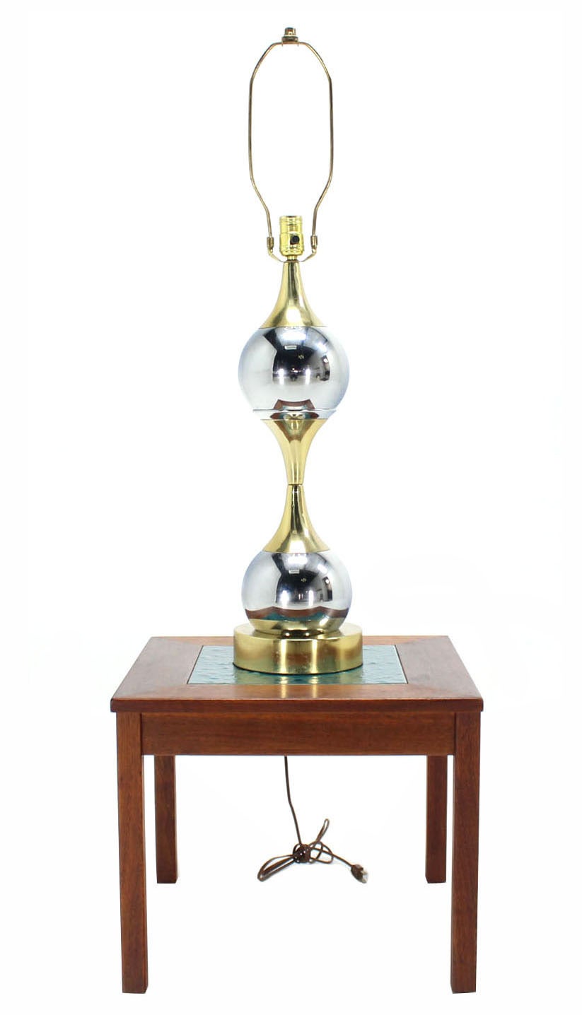 Chrome Globe and Brass Table Lamp 2