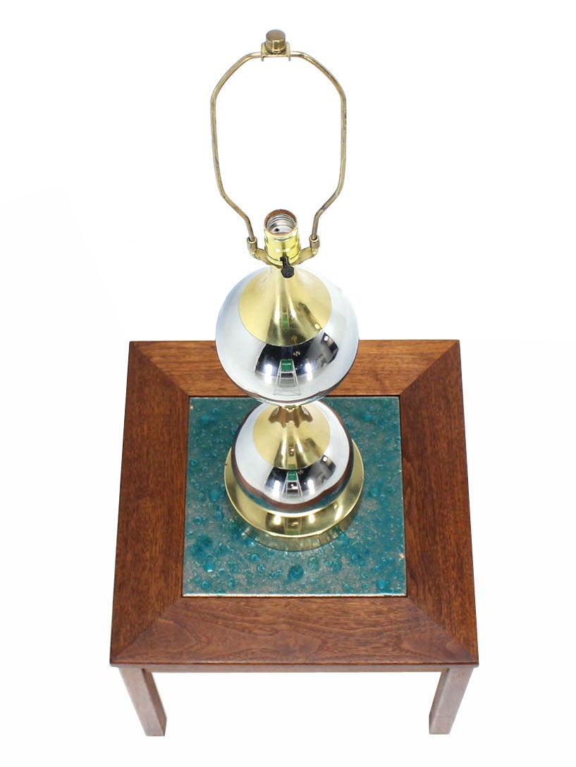 American Chrome Globe and Brass Table Lamp