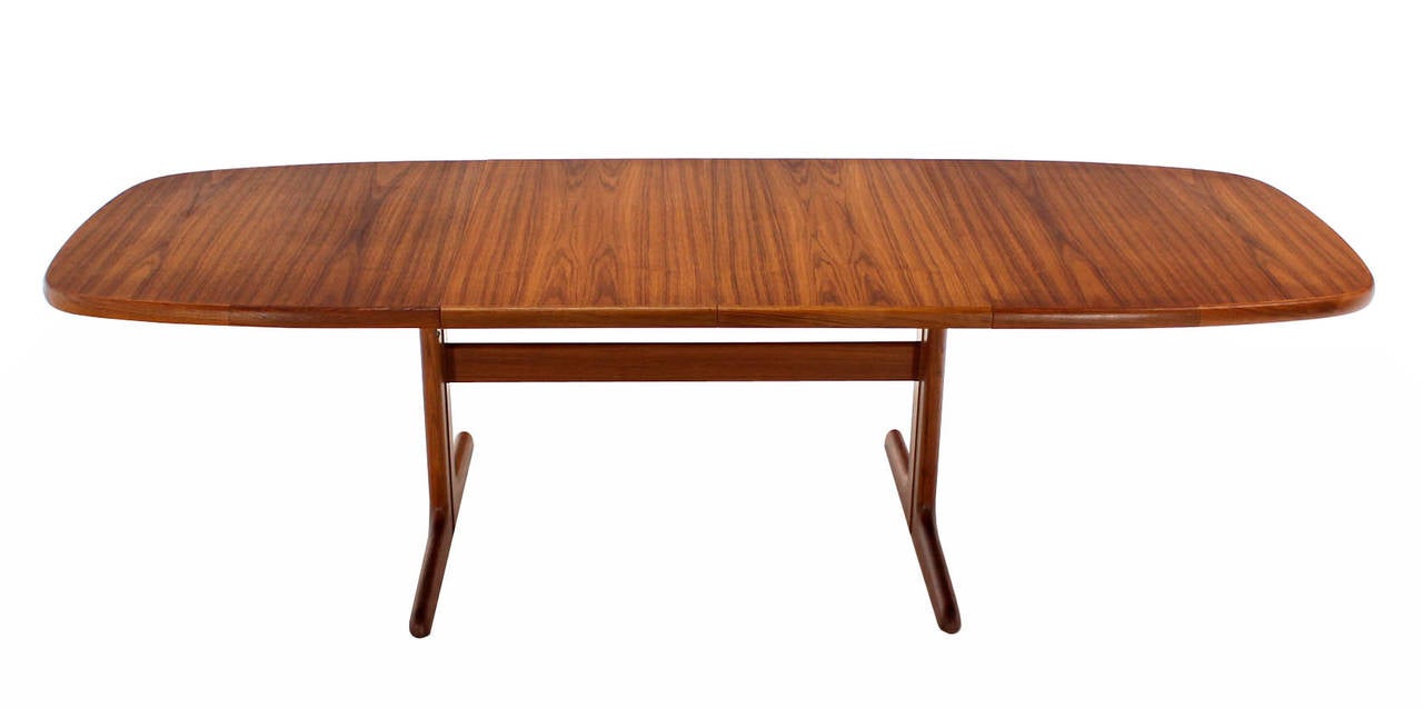 Danish Modern Teak Dining Room Table with Two Leaves