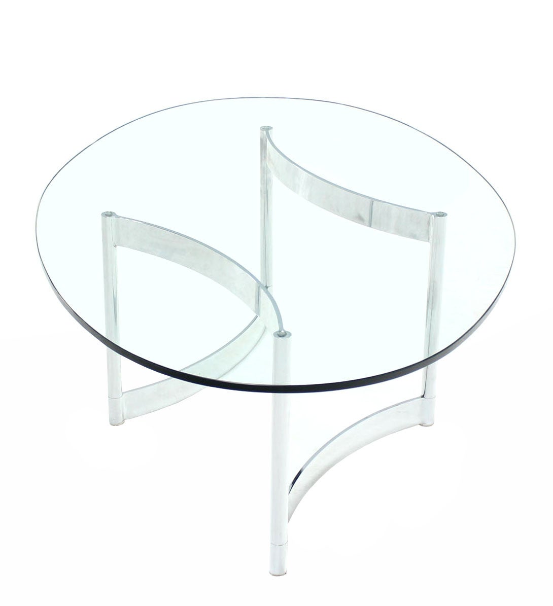 Chrome and Glass Oval AdjustableBase Coffee Table at 1stDibs