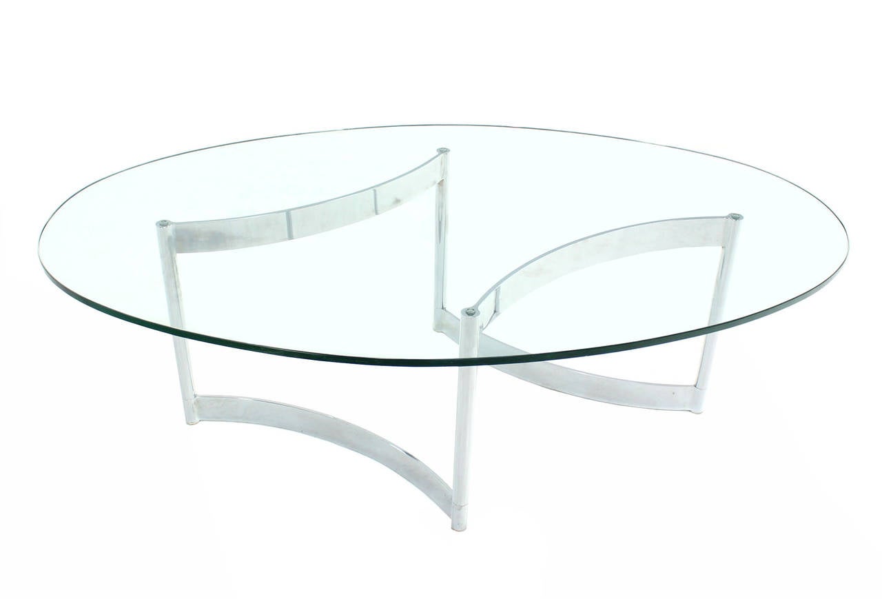 Chrome and Glass Oval Adjustable-Base Coffee Table
