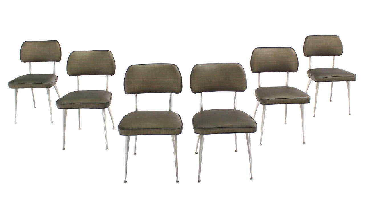 Mid-Century Modern Set of Six Cast Aluminum Dining Chairs