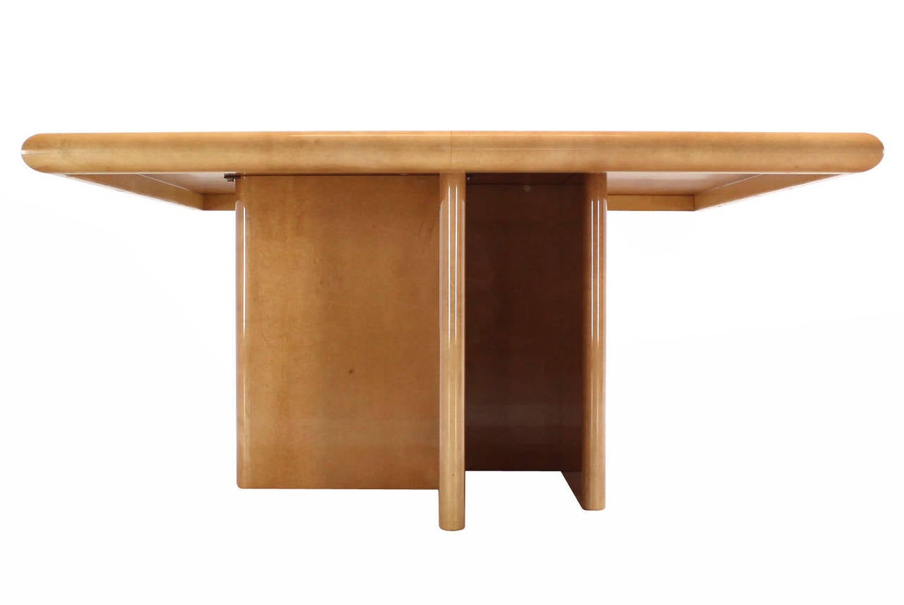 Large Square Lacquered Goat Skin Conference Dining Table In Excellent Condition In Rockaway, NJ