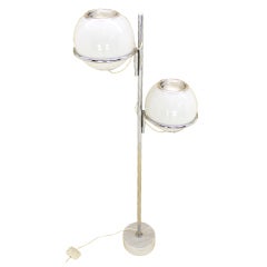 Reggiani Marble Base, Fully Articulated Globe-Shade Floor Lamp