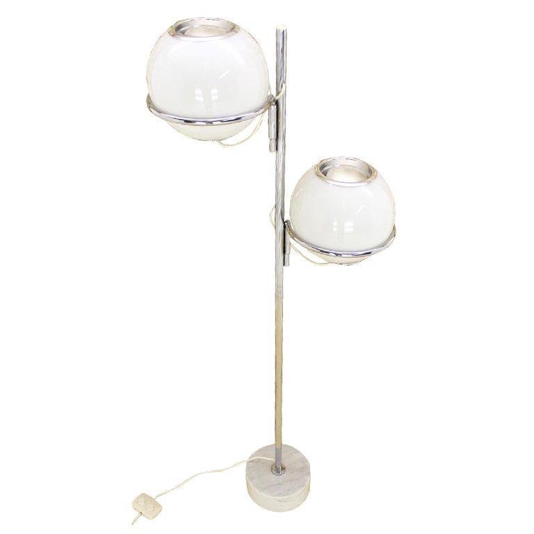 Reggiani Marble Base, Fully Articulated GlobeShade Floor Lamp at 1stDibs