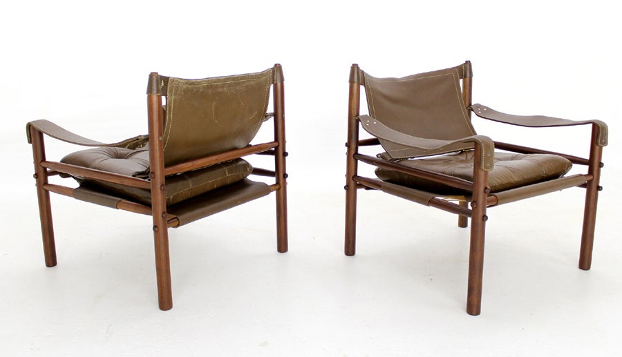 Swedish Pair of Sirocco Leather Lounge Chairs by Arne Norel