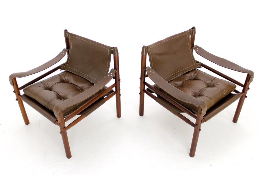 Pair of Sirocco Leather Lounge Chairs by Arne Norel 4
