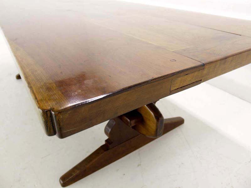 Mid-Century Modern Thick Solid Cherry-Top Harvest or Trestle Dining Table